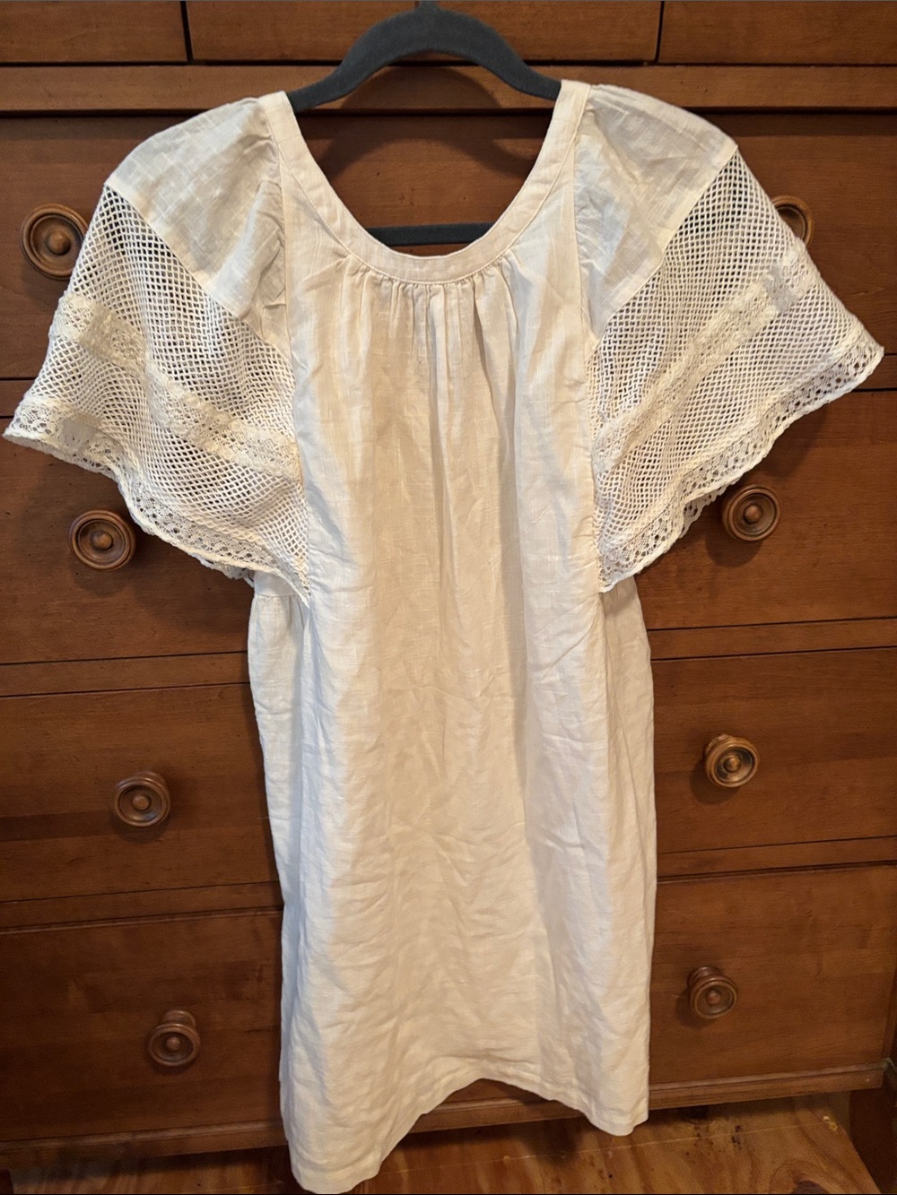 Old Nave lined NWOT Women's White Lace-Trim linen Cotton dress Sz XS View 2